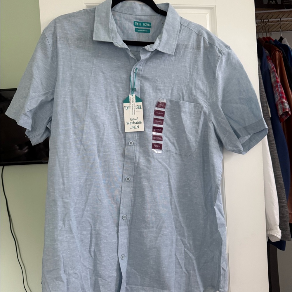 Tenth+ocean Light Blue Linen Men's Shirt